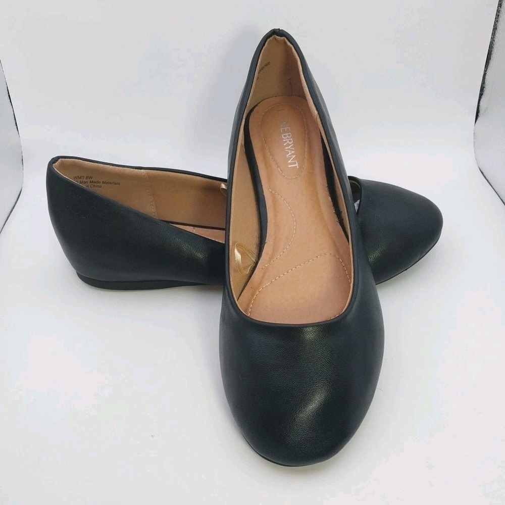 Lane Bryant Women's Round Toe Black Flats Shoes Size 8W
